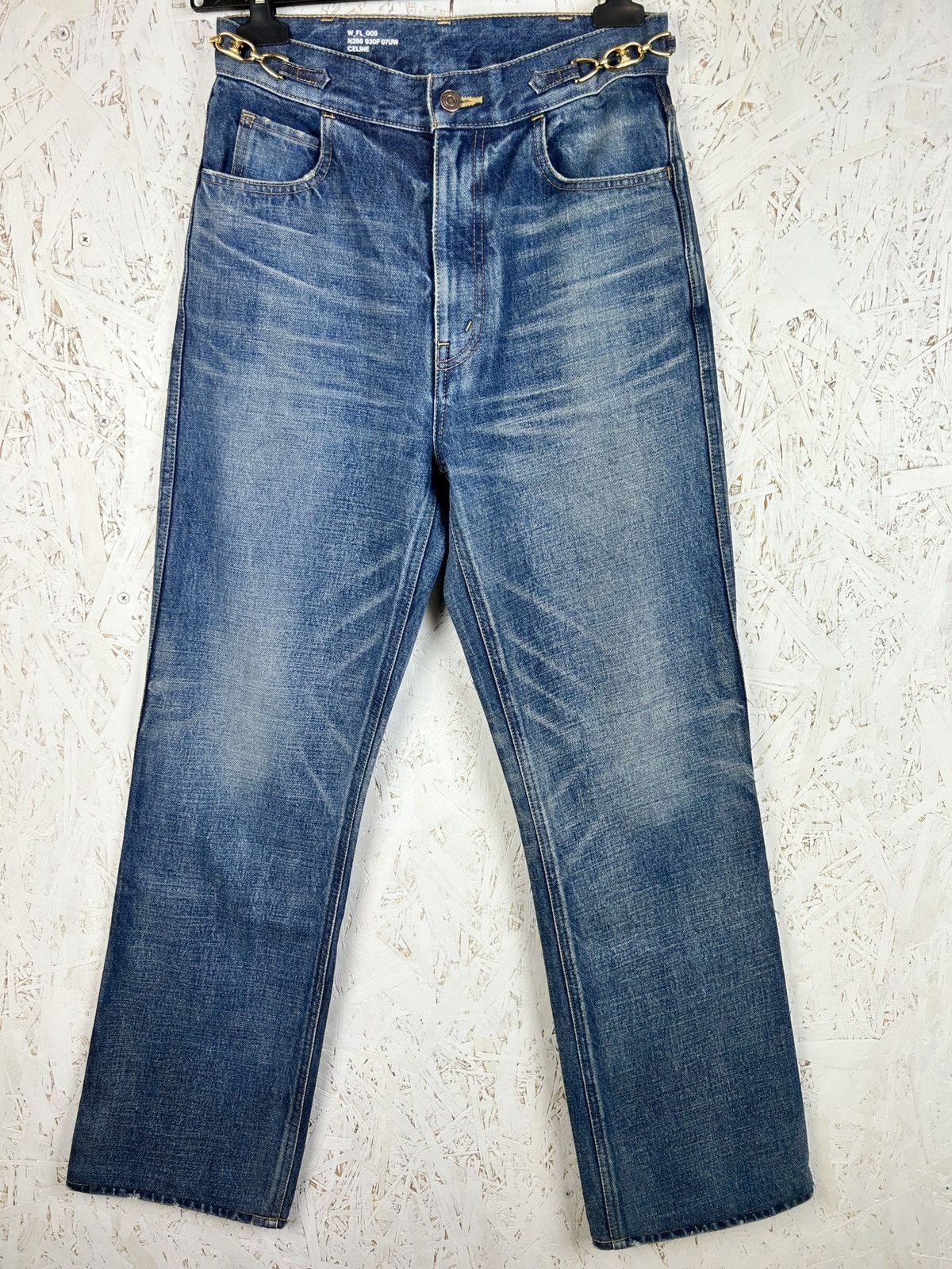 Celine Celine Triomphe Signature Cut Off Washed Flare Jeans Size 28" / US 6 / IT 42 - 1 Thumbnail