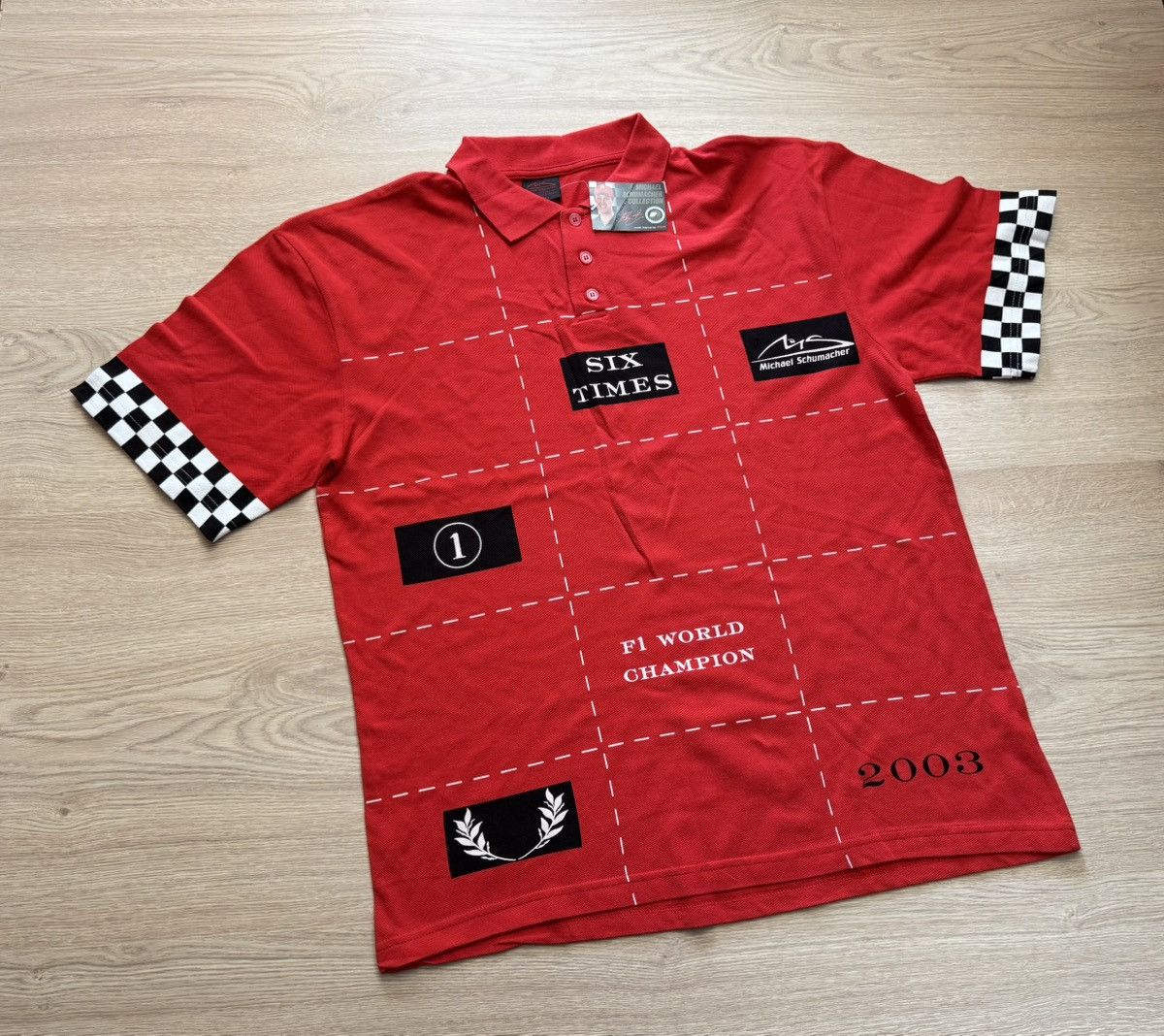 Marlboro Vintage Michael Schumacher Formula 1 Ferrari Red Polo Shirt Size US XXL / EU 58 / 5 - 1 Thumbnail