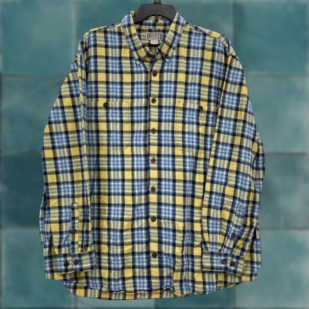 Vintage Duluth Free Swingin Flannel Shirt Mens 3XL Tall Yellow Plaid Button Down Relaxed Shirt Size US XXL / EU 58 / 5 - 1 Thumbnail