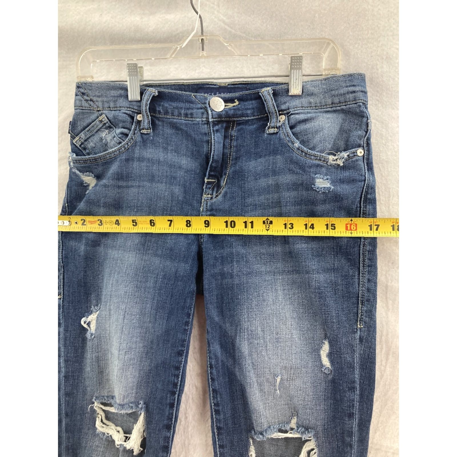 Vintage Rock & Republic Jeans Indee 4M Womens Straight Denim Blue Mid Rise 25 In Inseam 25 in XS? Wait. Size 27" / US 4 / IT 40 - 4 Thumbnail