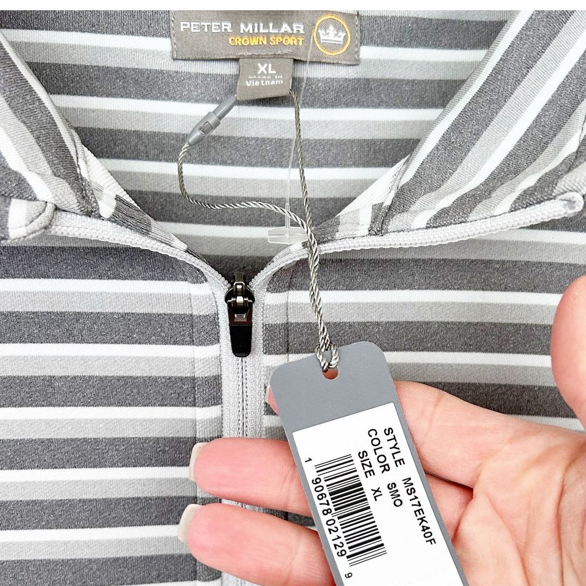 Peter Millar Peter Millar Crown Sport Gray White Striped Quarter Zip XL Size US XL / EU 56 / 4 - 6 Thumbnail