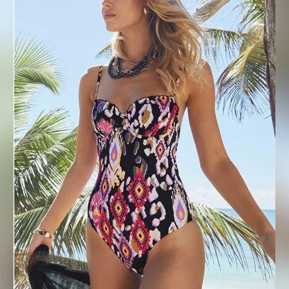 Venus Desert Ikat Black Bermuda Underwire Swimsuit Beach Gift Size ONE SIZE - 3 Thumbnail