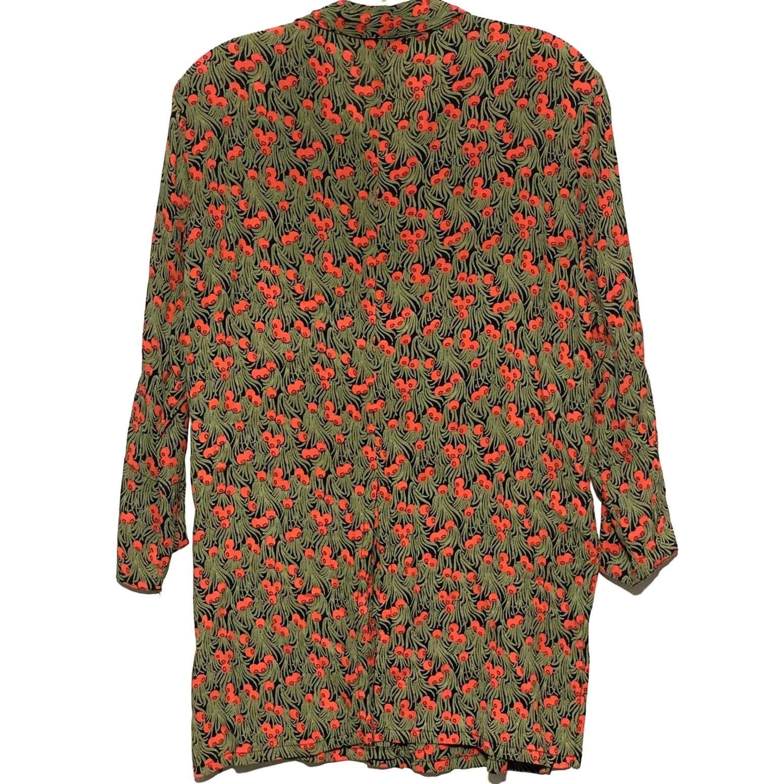 Nique VTG Loco Lindo Cherry Rayon Tunic Button-Up Women S 3/4 Sleeve Geometric Boho 90s Size S / US 4 / IT 40 - 2 Thumbnail