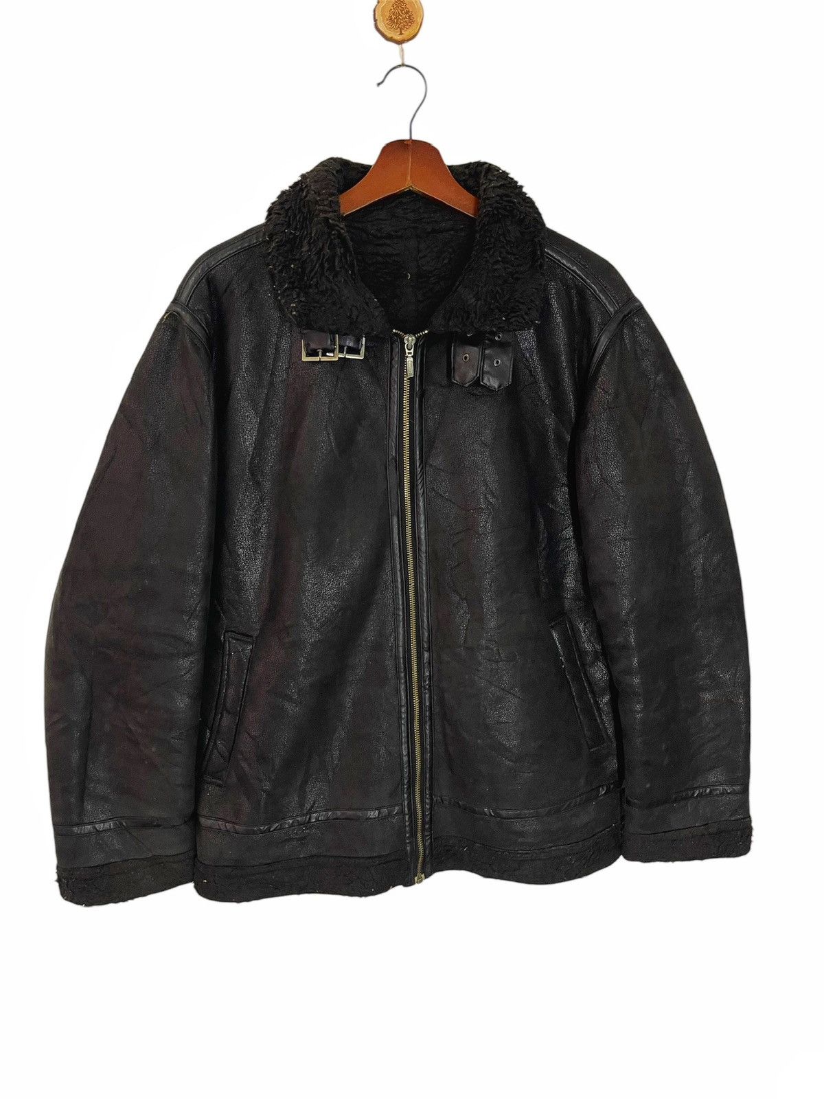 Japanese Brand VINTAGE B3 SHEARLING JACKET BLACK LEATHER Size US L / EU 52-54 / 3 - 1 Thumbnail