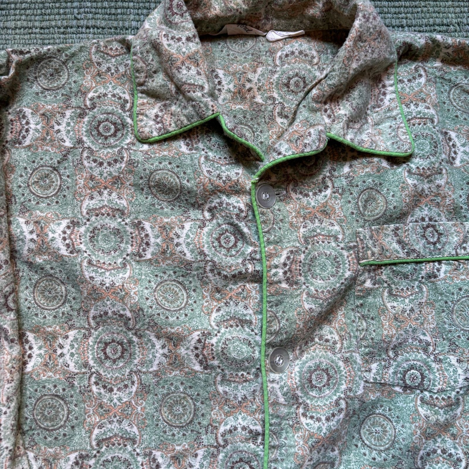 Vintage 60s 70s Cotton Patterned Men's Pajama Top Groovy Size M/L Size US M / EU 48-50 / 2 - 1 Thumbnail