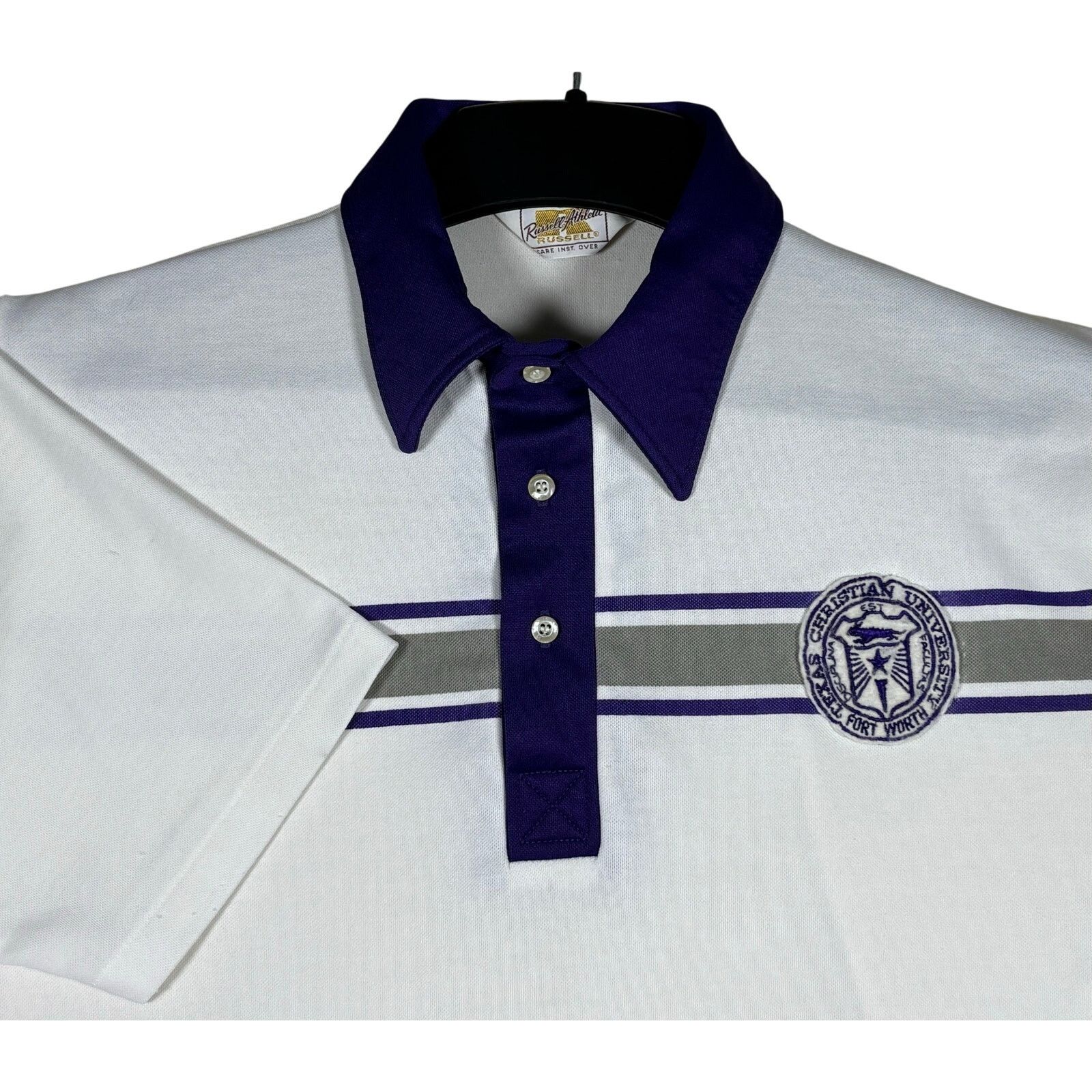 Russell Athletic Vintage 80s Russell Athletic TCU Polo Shirt Made USA Large Size US L / EU 52-54 / 3 - 1 Thumbnail