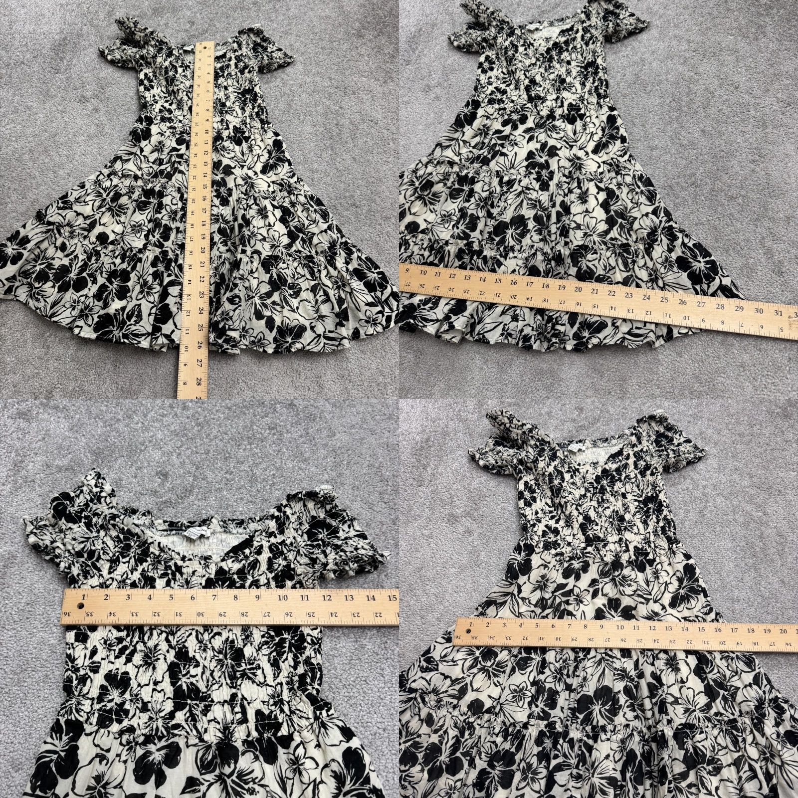 American Eagle Outfitters American Eagle Outfitters Dress Women XS Black White Floral Smocked Puff Sleeve Mini A-Line Sundress Casual Bohemian 90s Style Flowers Size XS / US 0-2 / IT 36-38 - 9 Thumbnail