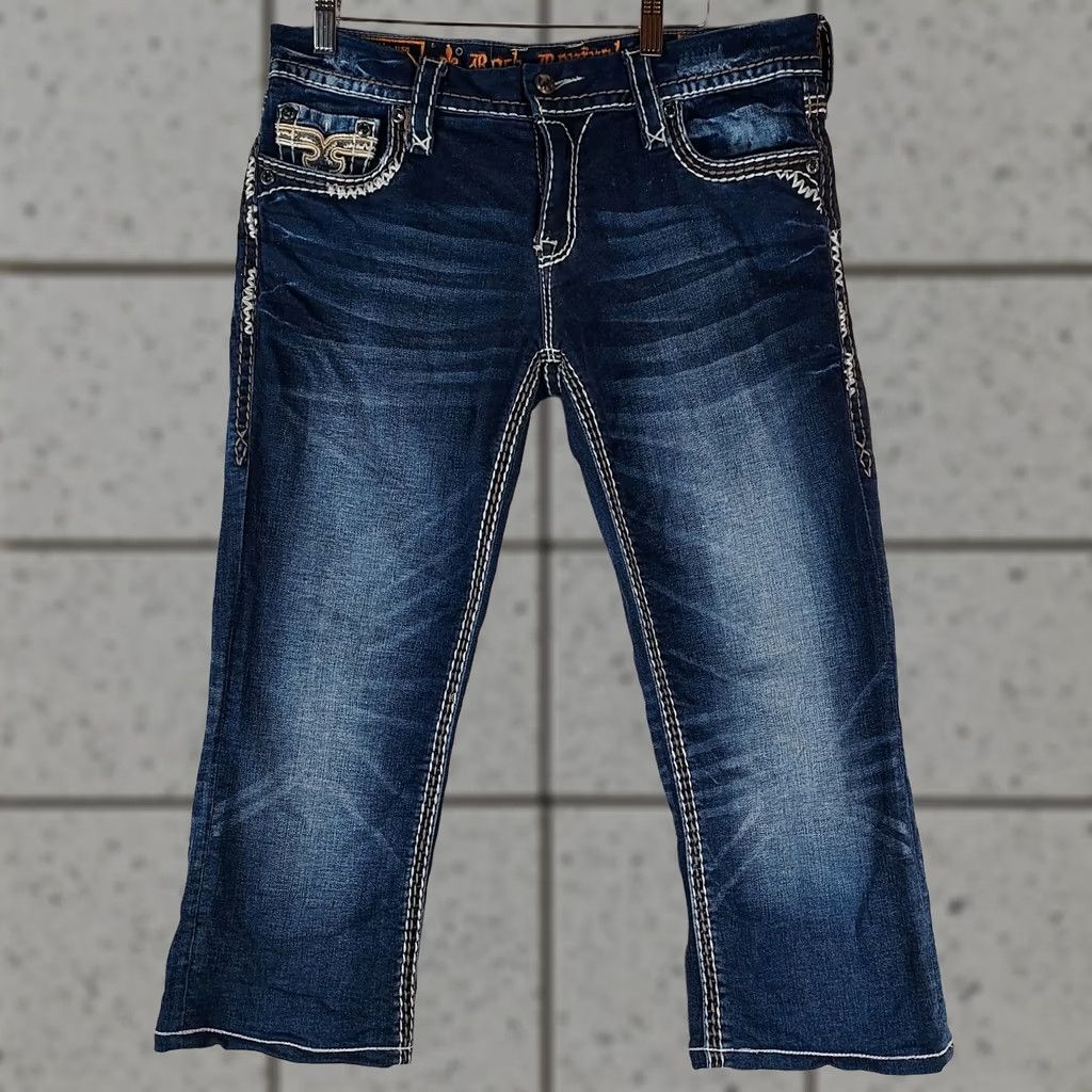 Vintage Rock Revival Janelle Straight Leg Jeans Women’s 30 Medium Wash Embroidered Blue Denim 5-Pocket Zip Regular Vintage? No (remove question) Size 30" / US 8 / IT 44 - 1 Thumbnail