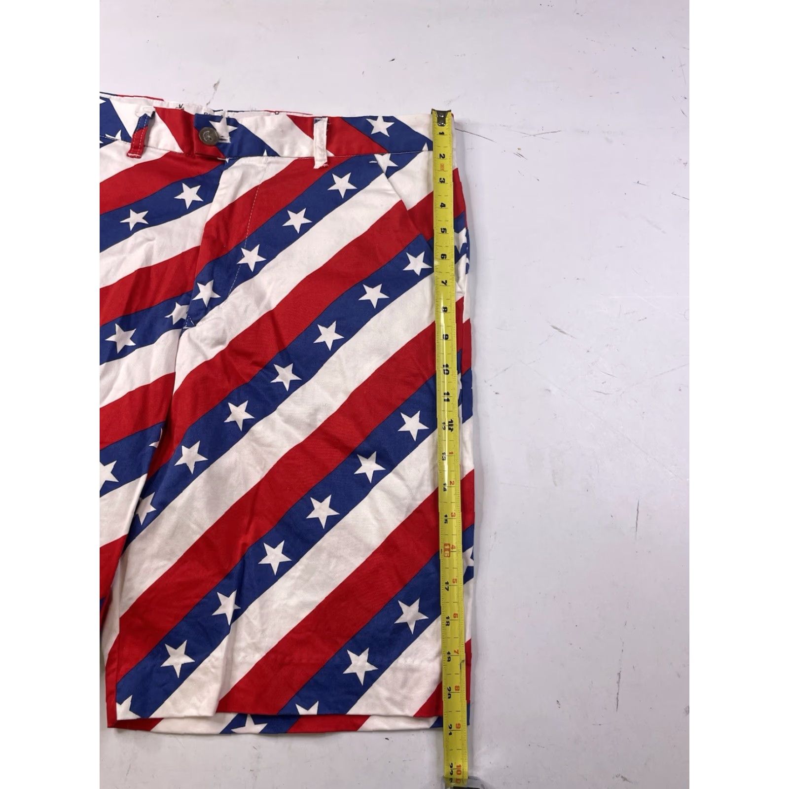 Vintage Royal & Awesome Shorts Mens 34 Red White Blue Stars Stripes Golf Chino Patriotic Blue Size US 34 / EU 50 - 2 Thumbnail