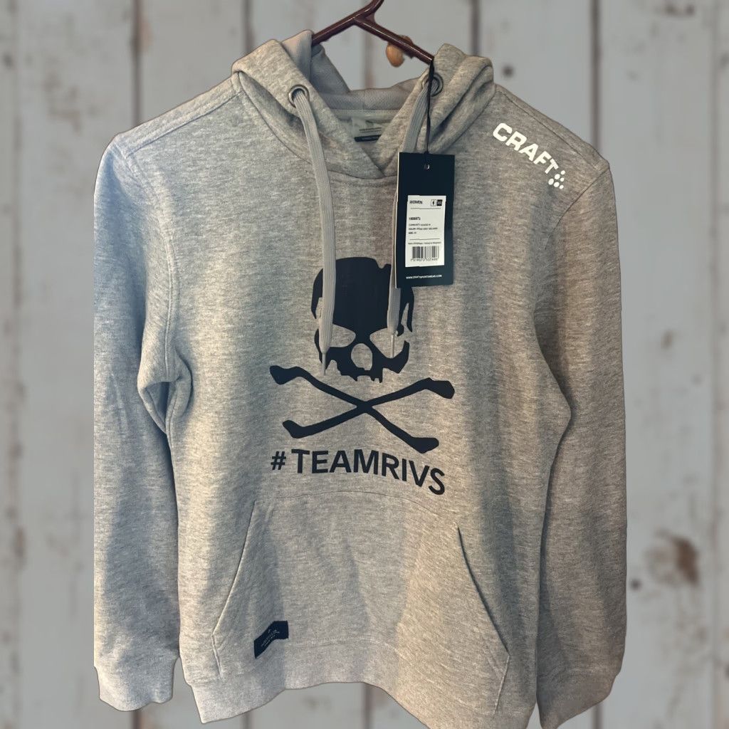 Vintage CRAFT Hoodie Women's XS Gray Black Skull Crossbones Pullover Hooded Pockets New XS Activewear Sweatshirt Girls Ladies Size XS / US 0-2 / IT 36-38 - 1 Thumbnail