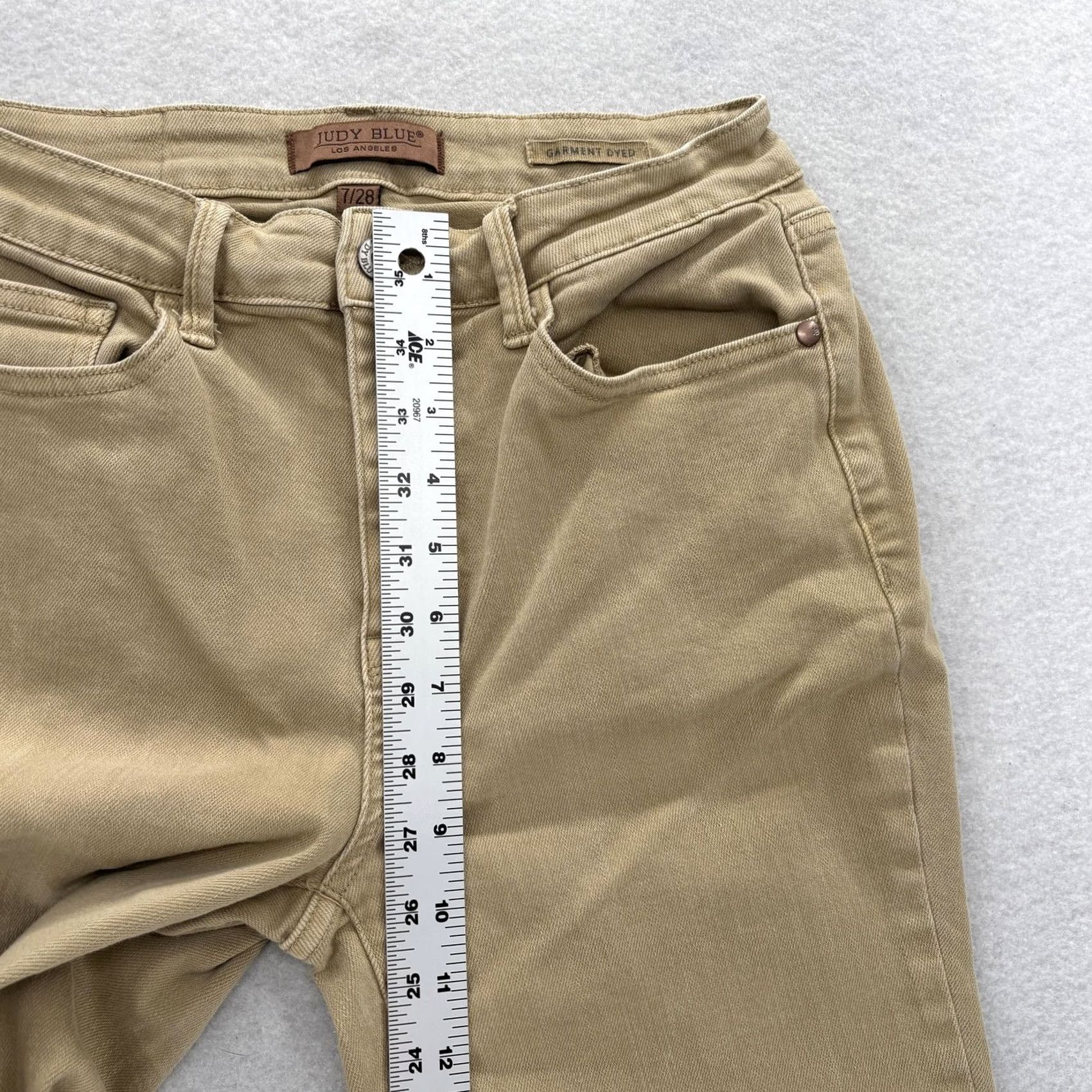 Vintage Judy Blue Jeans Womens Cropped Khaki Garment Dyed Straight Leg Stretch 28in Inseam 7/28 Casual Denim Pants Womens Jeans Size 28" / US 6 / IT 42 - 7 Thumbnail
