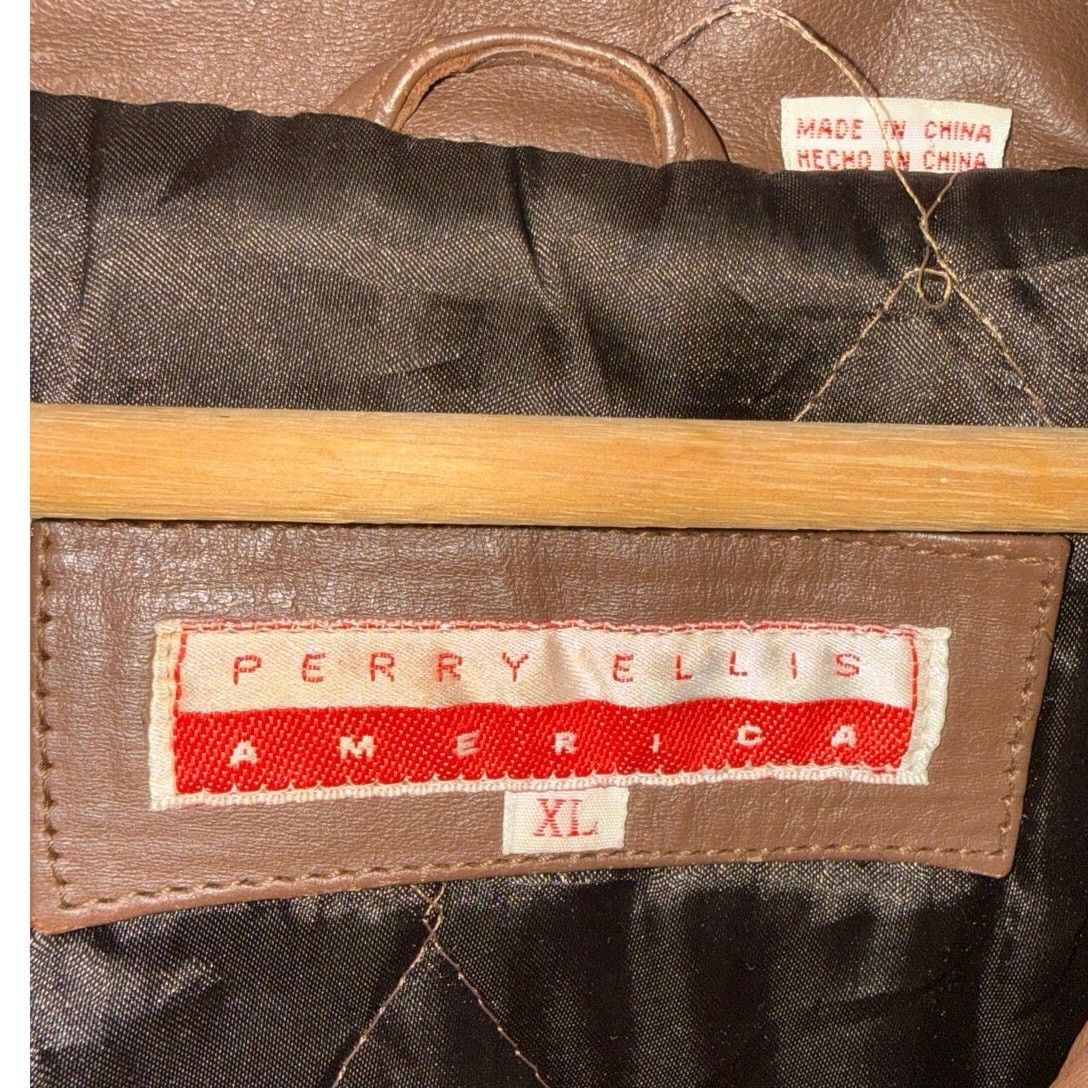 Perry Ellis Vintage Leather Jacket Size US XL / EU 56 / 4 - 4 Thumbnail