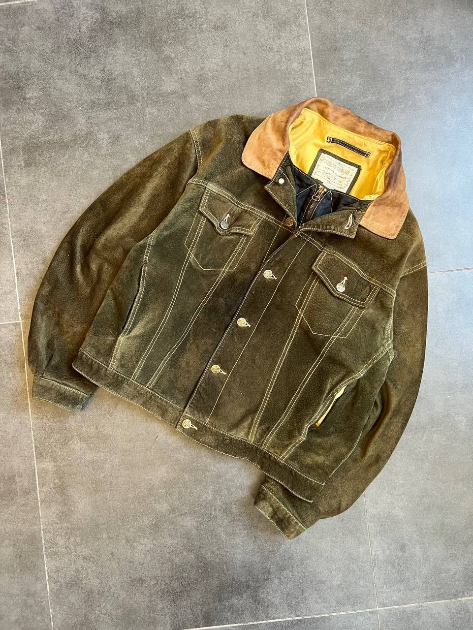 Chevignon Chevignon Green Heavy Flying Leather suede Jacket Size US XL / EU 56 / 4 - 3 Thumbnail