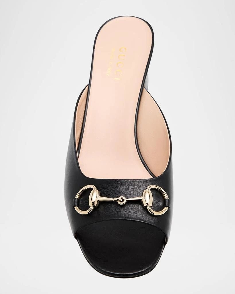 Gucci Gucci Lady Horsebit Leather Gold Block Heel Mule Sandal 37.5 Size US 7.5 / IT 37.5 - 10 Thumbnail