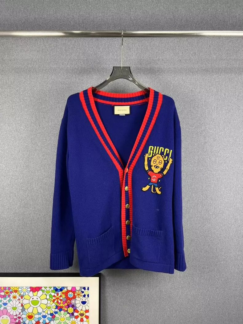 Gucci Gucci Embroidered LOGO knitted cardigan sweater 2501-Nextar Size US XS / EU 42 / 0 - 1 Thumbnail