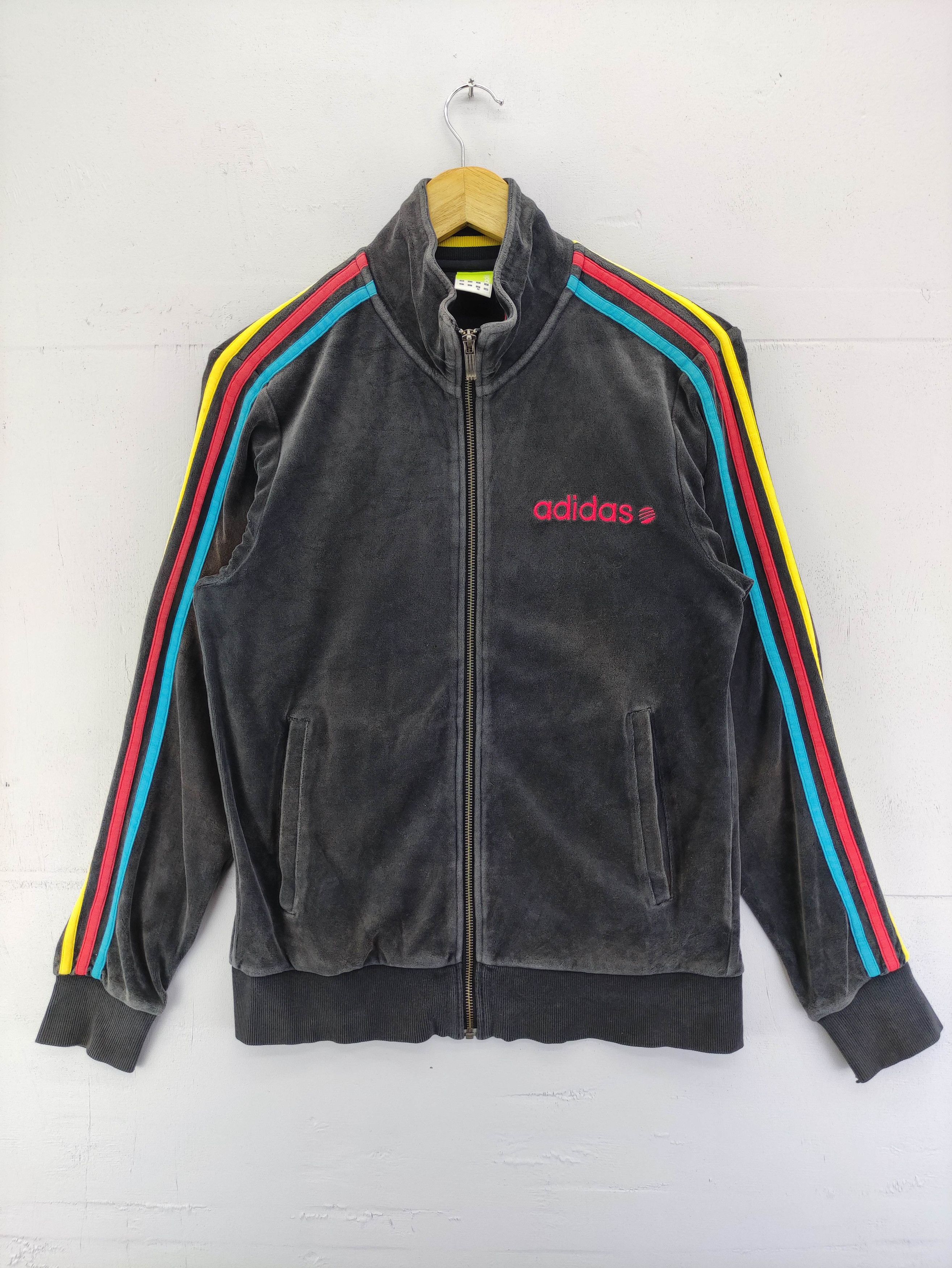 image of Adidas Neo Velvet Sweater Zipper 3 Striped On Sleeve, Men's (Size Small)