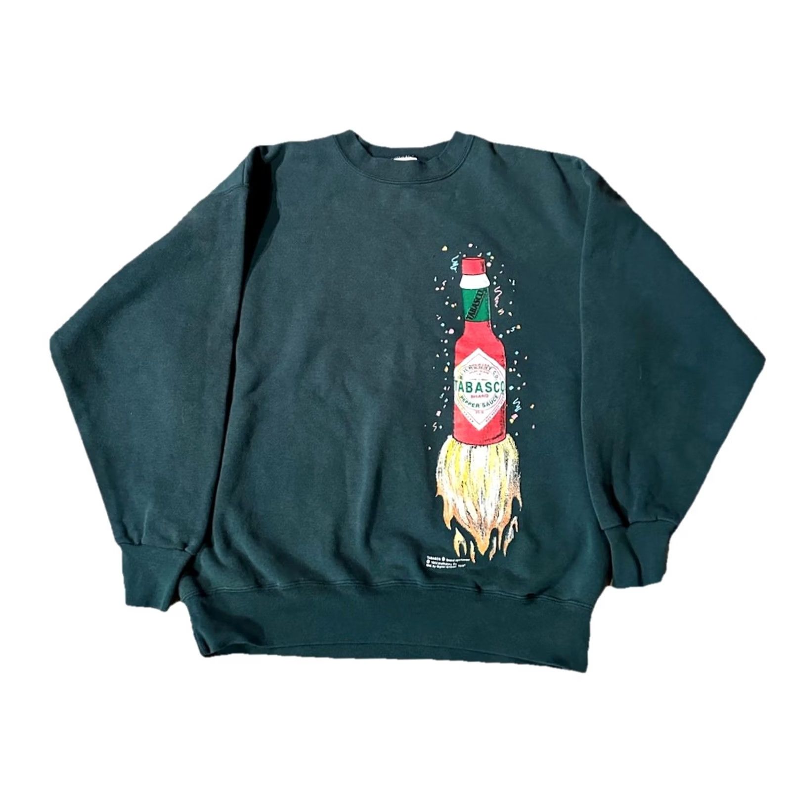 Vintage VINTAGE Saturdays HERO Sweatshirt Pullover Crew Neck Green 90s Front & Back Graphic L Men Size US L / EU 52-54 / 3 - 2 Thumbnail