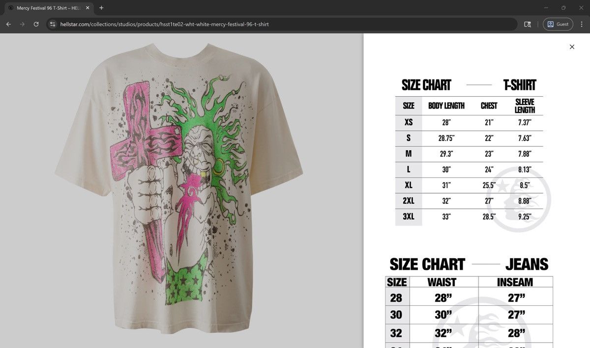 HELLSTAR Hellstar Mercy Festival 96 Tee Shirt White Size US M / EU 48-50 / 2 - 21 Thumbnail