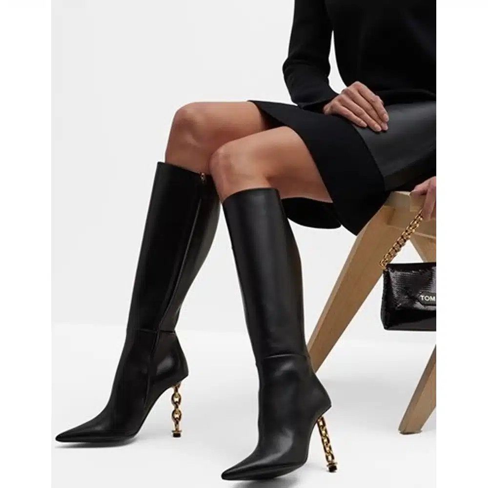 Tom Ford o1loc1c0325 W3100T Hi Heel Boots in Black Size US 10.5 / IT 40.5 - 4 Thumbnail