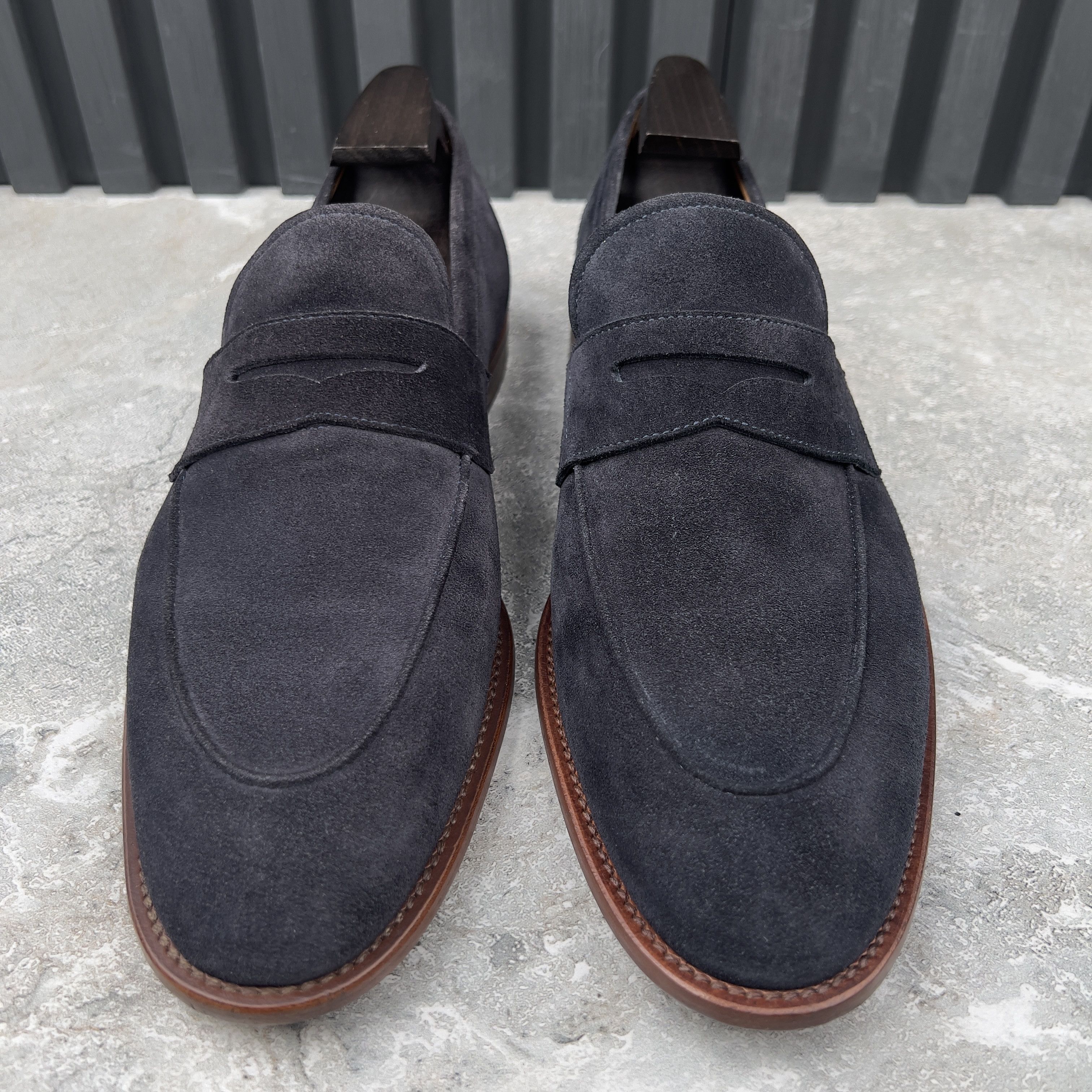 Louis Vuitton Kensington Loafers Penny Navy Blue Suede Size US 8.5 / EU 41-42 - 4 Thumbnail