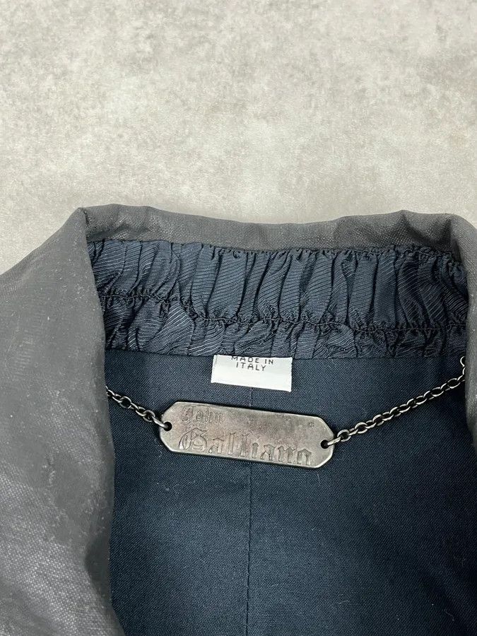 John Galliano 2000s John Galliano Black Waxed Asymmetrical Jacket Size US M / EU 48-50 / 2 - 10 Thumbnail
