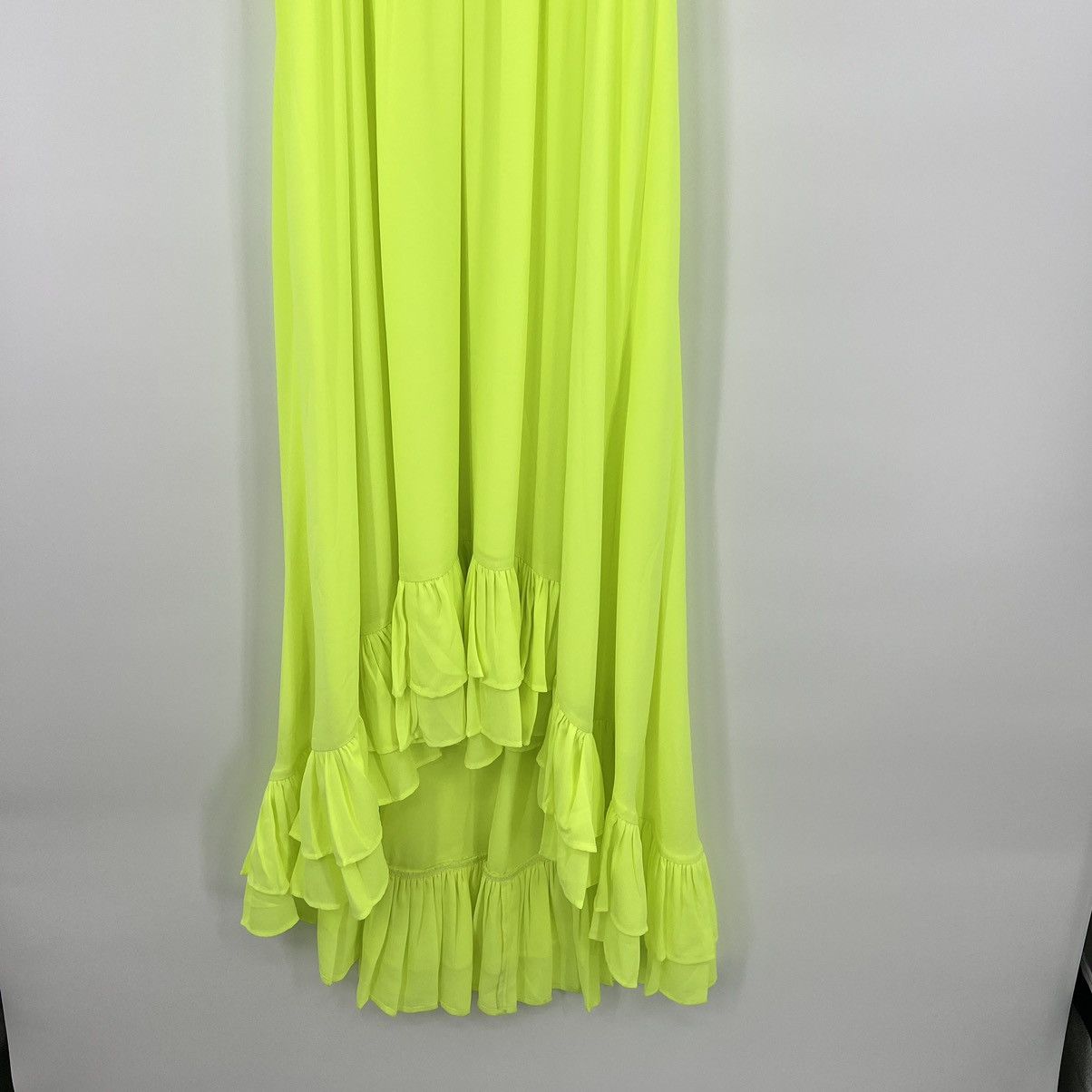 Designer NWT Kleid For Her Neon Yellow High Low Asymmetrical Size XS / US 0-2 / IT 36-38 - 3 Thumbnail