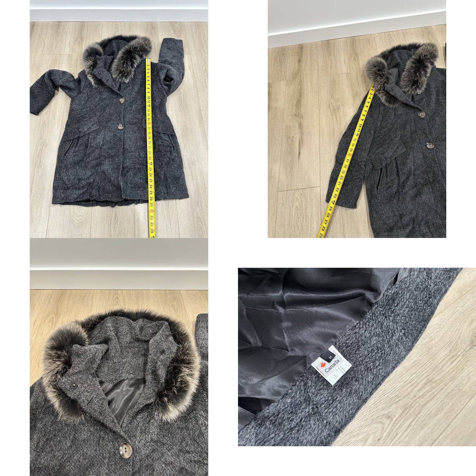 Vintage VINTAGE Alpaca Jacket Made In Canada With Real Fox Fur Trim Gray M Medium Women Jacket Fox Size M / US 6-8 / IT 42-44 - 8 Thumbnail