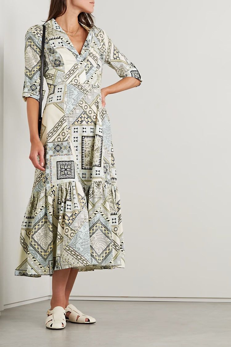 Etro ETRO Printed 100% cotton-poplin midi dress IT 38 MSRP $2250 Size XS / US 0-2 / IT 36-38 - 2 Thumbnail