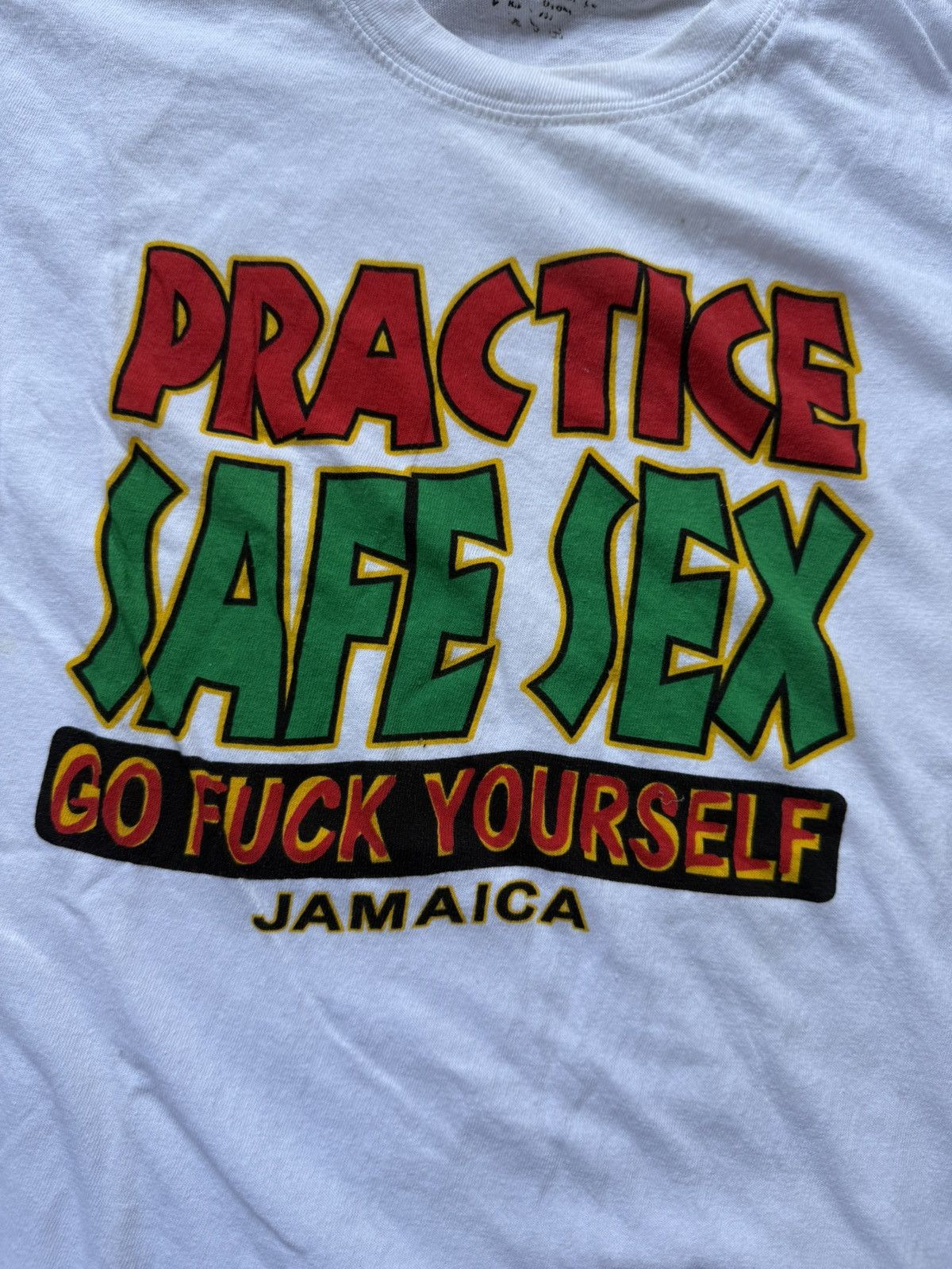 Other Safe Sex Go F**K Yourself Humor Jamaica T-Shirt - M - 90s Size US M / EU 48-50 / 2 - 4 Thumbnail