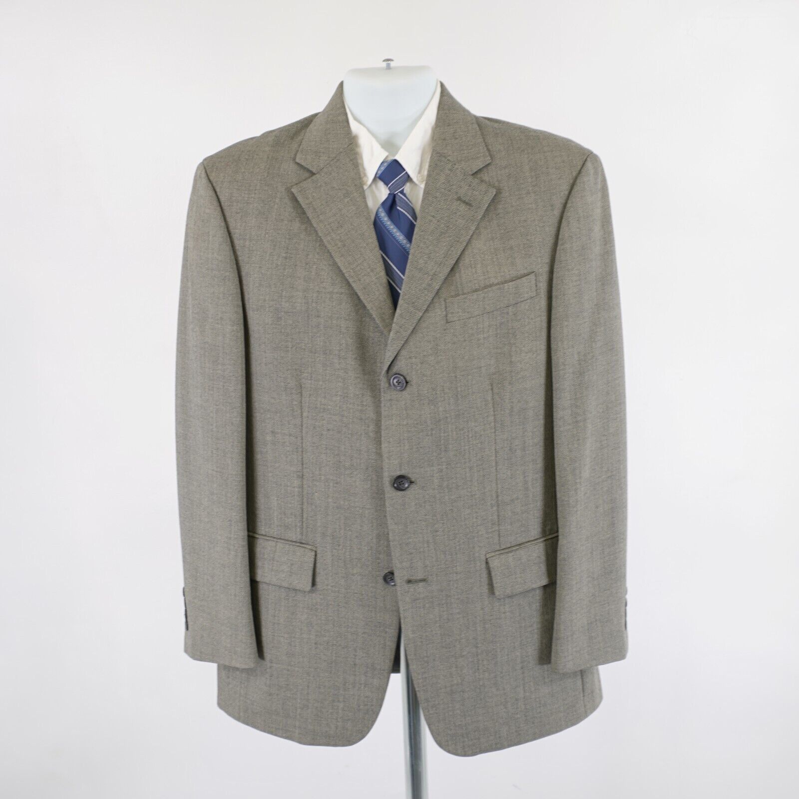 Oscar De La Renta Oscar De La Renta Tweed Wool Herringbone 40R Gray W/ Hint Of Size 40R - 4 Thumbnail