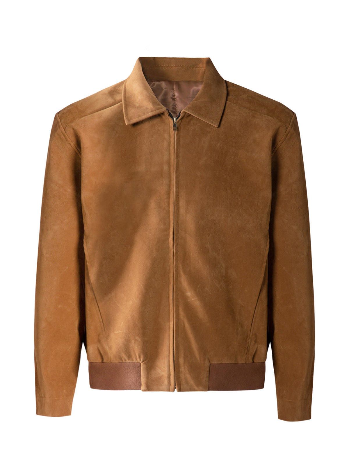 Vintage Brown Suede Bomber Jacket, Classic Zip-Up Jacket Size US M / EU 48-50 / 2 - 1 Thumbnail