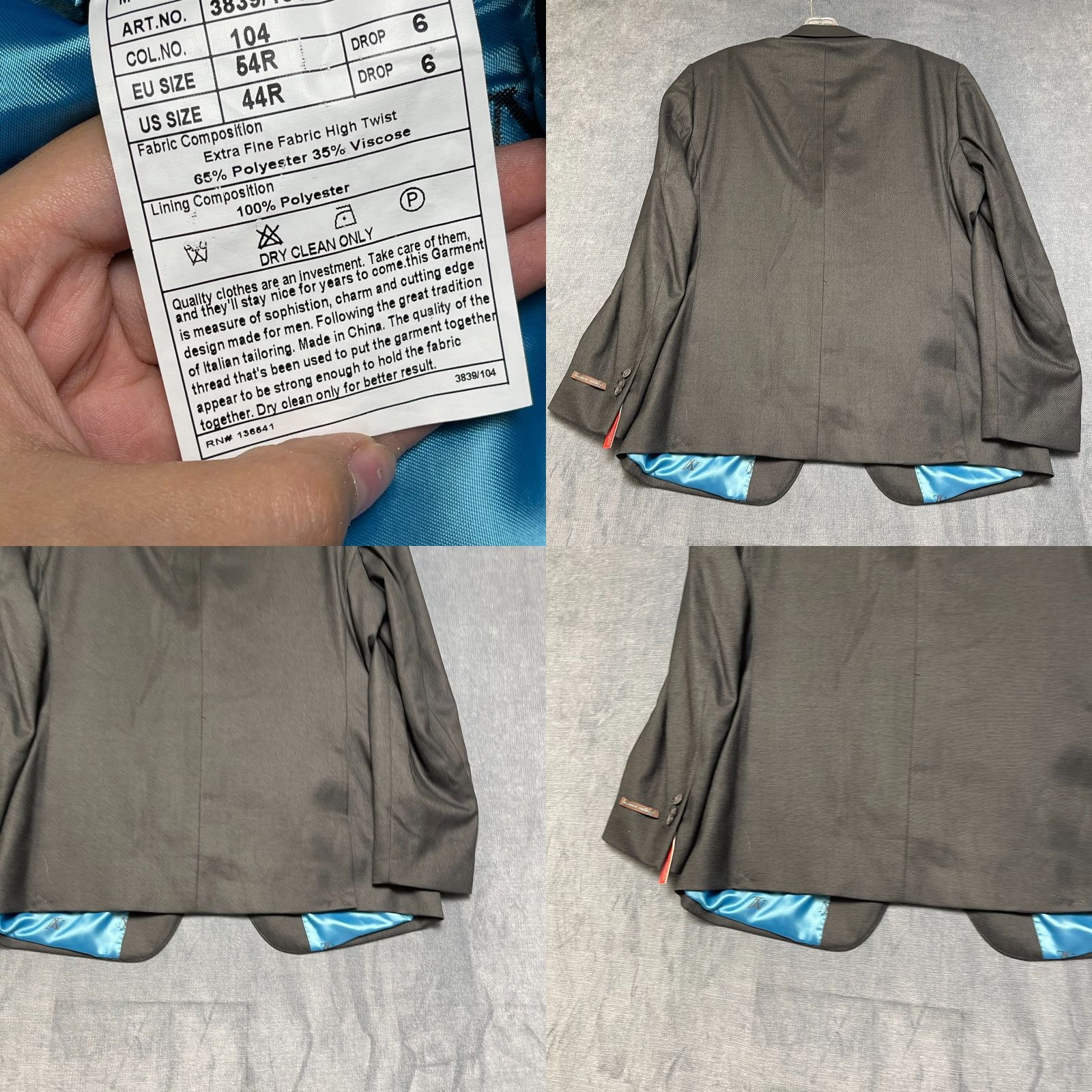Vintage Luciano Natazzi Blazer Jacket Mens 44R Black Lined Single Breasted Modern Fit Blazer Jacket Mens 44 Black Modern Fit Size 44R - 9 Thumbnail