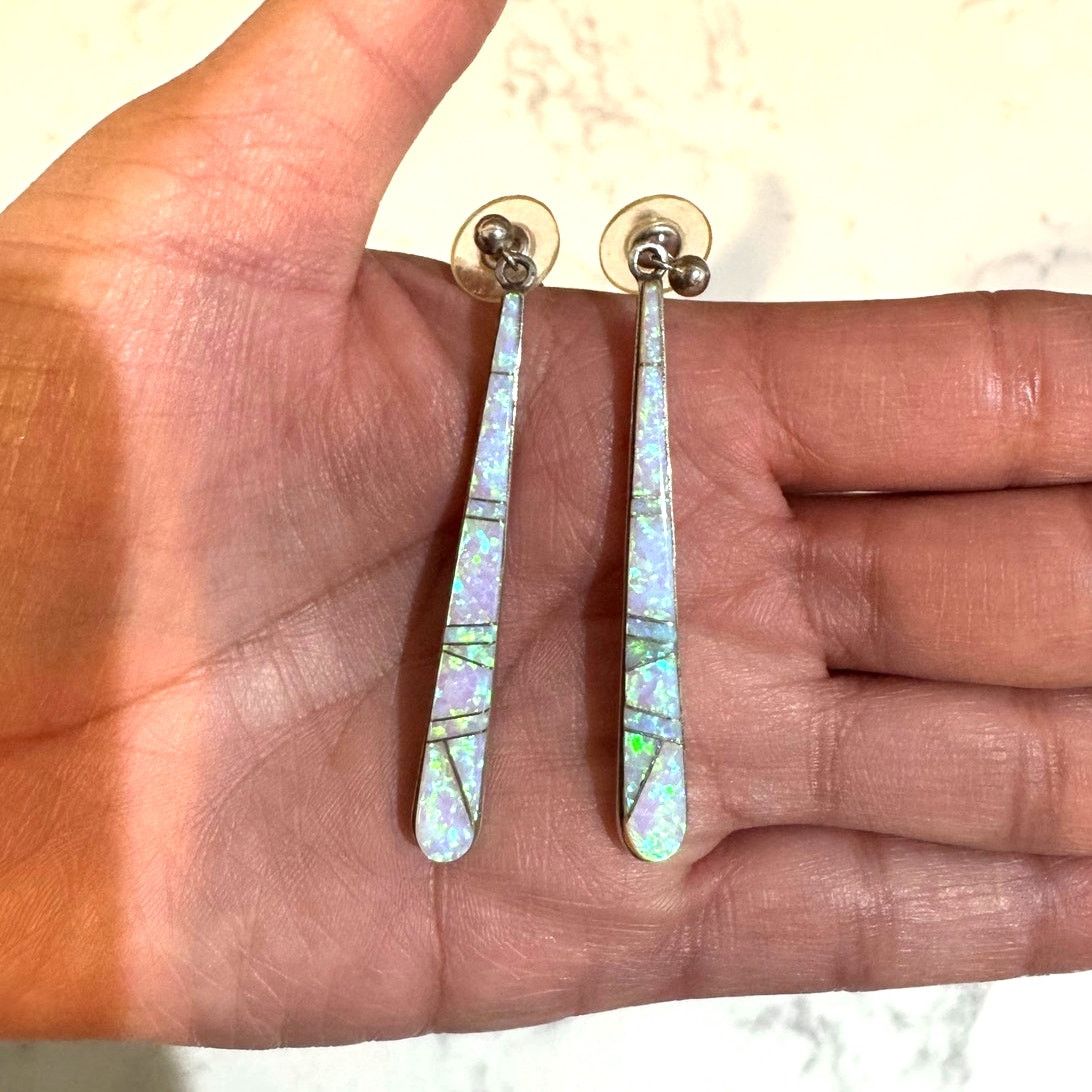 Other Native American silver opal drop earrings by Calvin Begay Size ONE SIZE - 1 Thumbnail