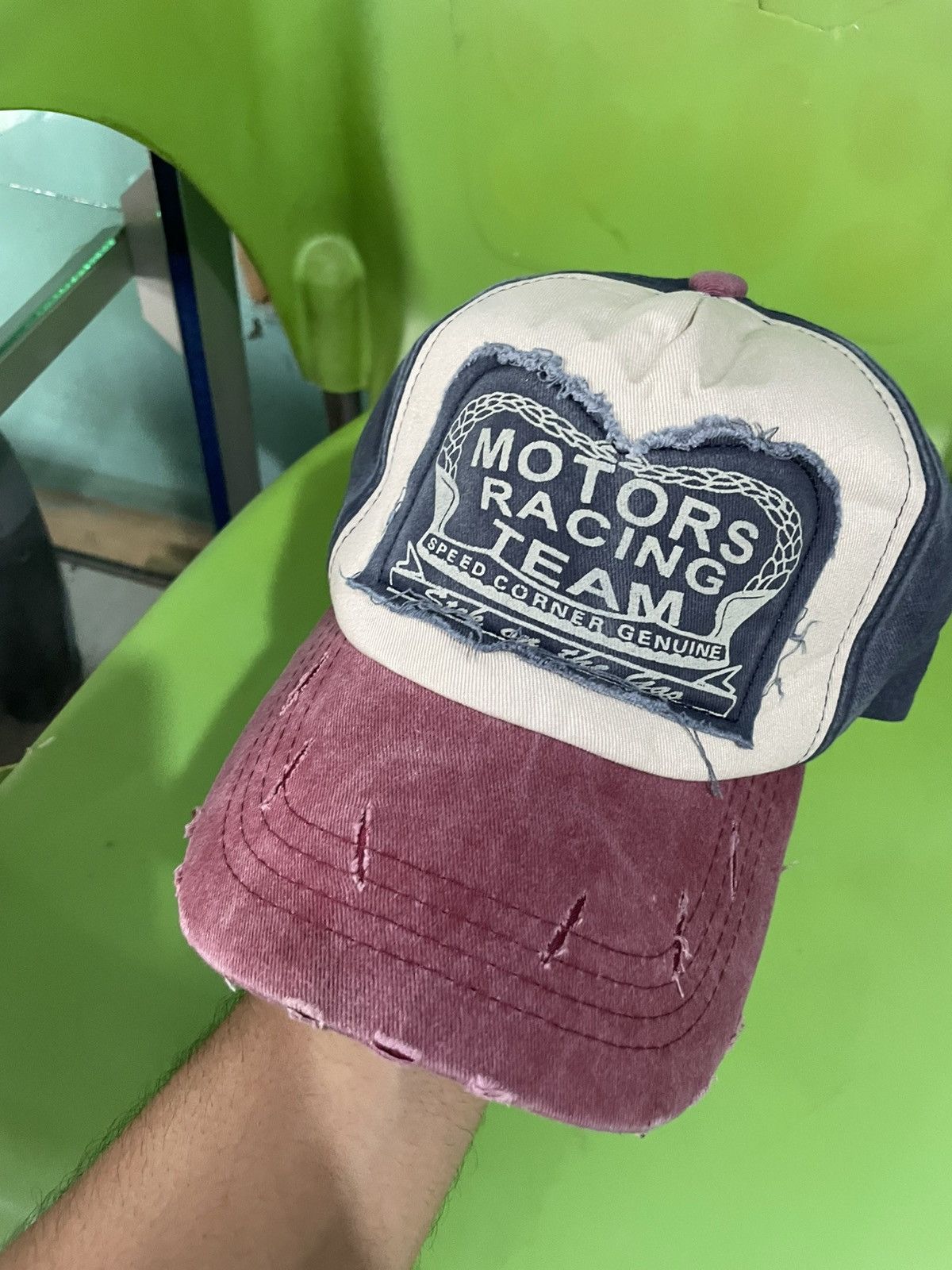 Japanese Brand Vintage style motor racing team cap hat Distressed Size ONE SIZE - 8 Thumbnail