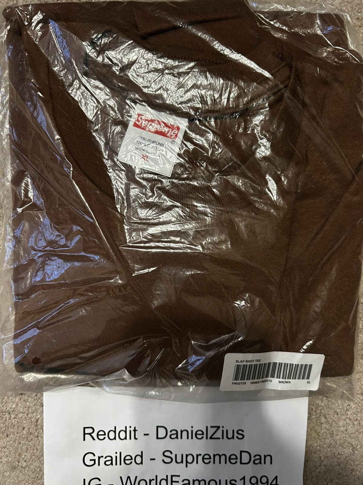 Supreme Supreme Slap Shot Tee 'Brown' Size US XL / EU 56 / 4 - 2 Thumbnail