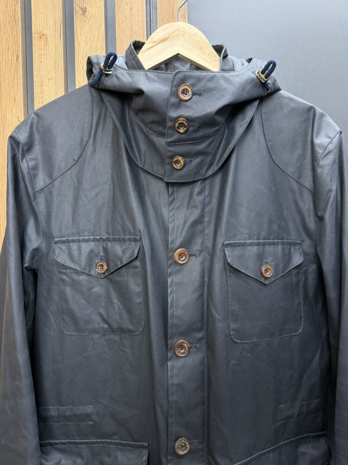 Other Pelikamo Zurich Waxed Hooded Jacket Navy Size 48 Size US M / EU 48-50 / 2 - 3 Thumbnail