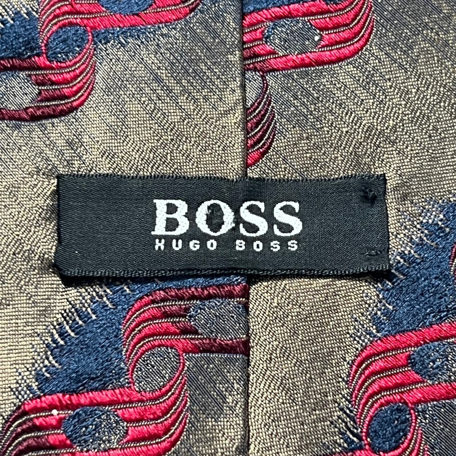 Hugo Boss Hugo Boss Men's Brown Red 100% Silk Striped Woven Neck tie Size ONE SIZE - 3 Thumbnail
