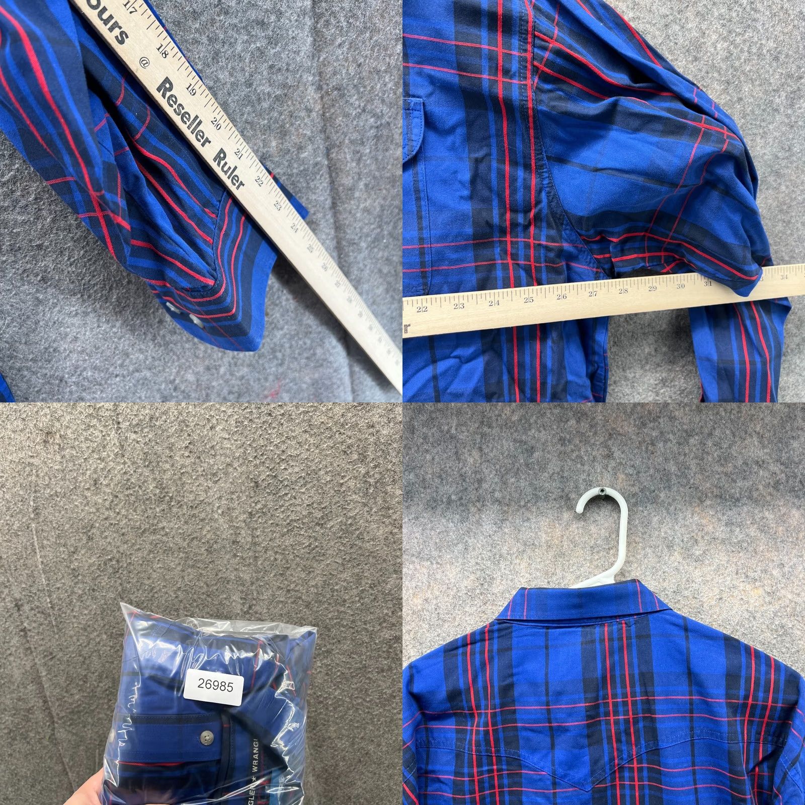 Wrangler Wrangler Shirt Men XXL Blue Plaid Button Up Western Cowboy Vtg Modern Fit Button-Down Collared Long Sleeve 54in Chest Blue 2XL Regular 54in Size US XXL / EU 58 / 5 - 8 Thumbnail