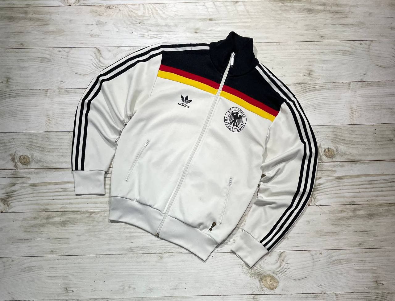 Image of Retro Adidas Germany Soccer Jacket Track Top 2006 Football in White, Men's (Size Small)