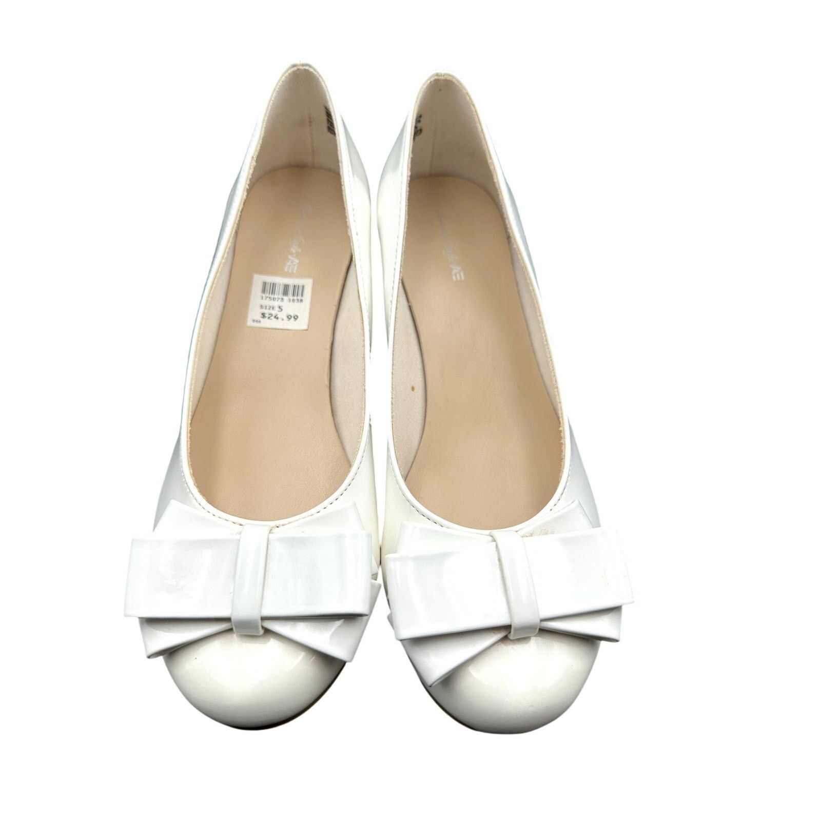 Other American Eagle Mairin Wedge Dress Shoe-White Patent Bow Size US 5 / IT 35 - 1 Thumbnail