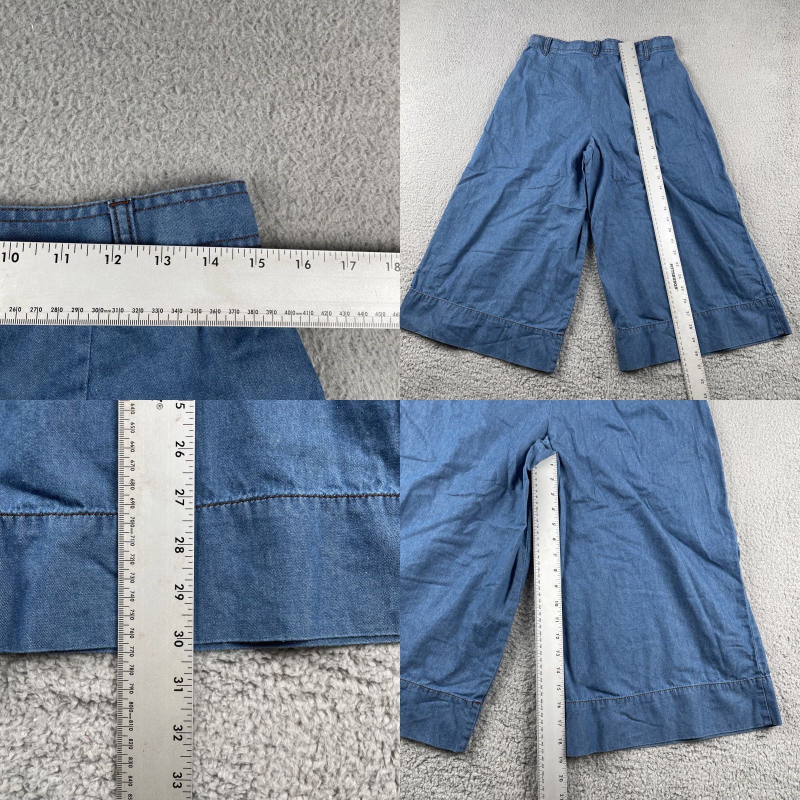 Denime VINTAGE J. Peterman Capri Pants Women’s 4 Denim Blue EUC Regular Wide-Leg Spring 90s Garden Mens Girls Size 27" / US 4 / IT 40 - 9 Thumbnail
