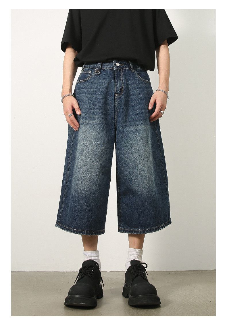 Japanese Brand × Jean Washed vintage distressed cropped straight denim shorts Size US 32 / EU 48 - 1 Thumbnail