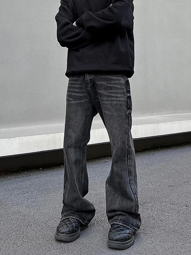 Japanese Brand × Jean Wide Leg Jeans Mens Black Loose Straight Size US 29 - 1 Thumbnail