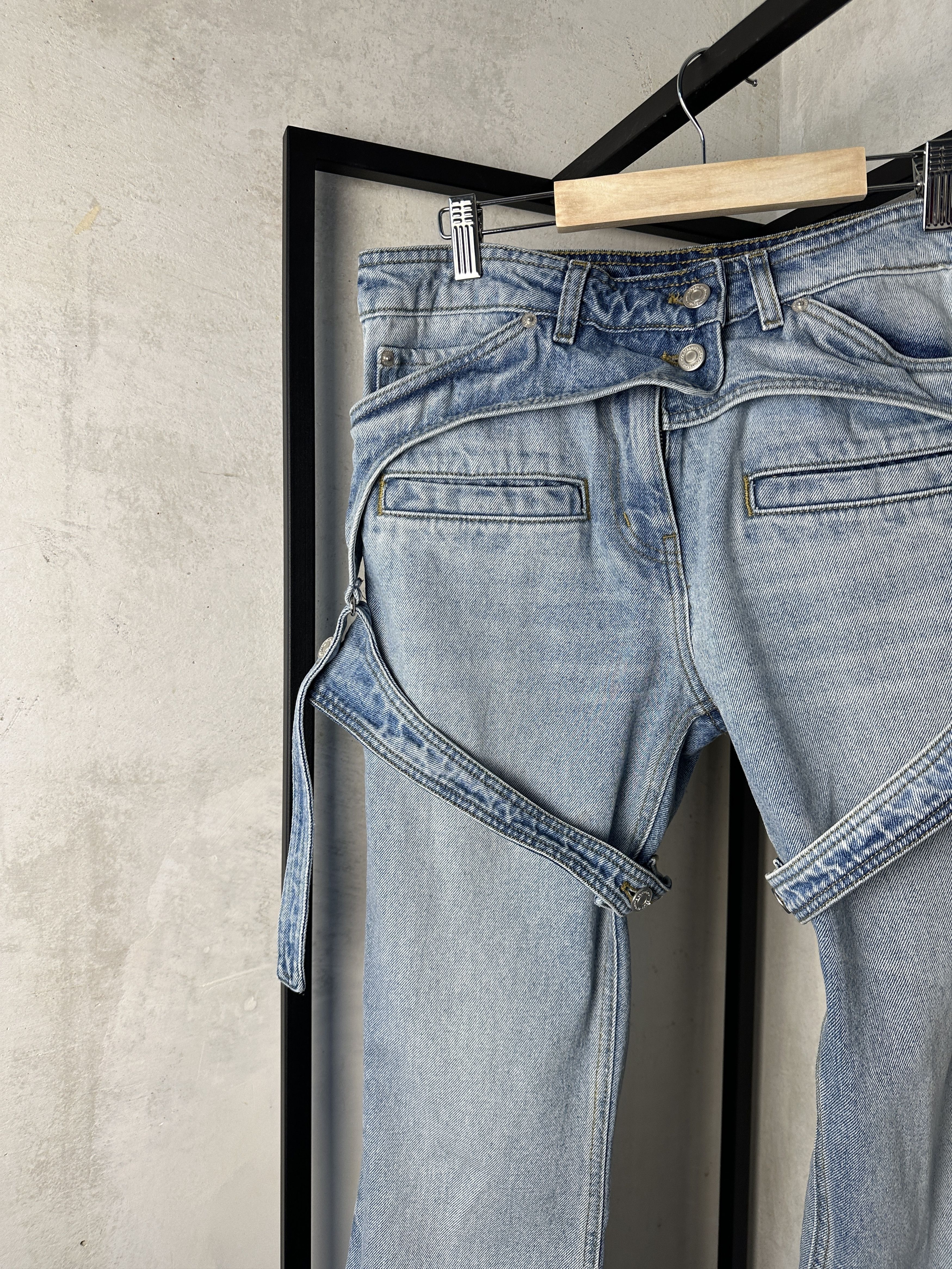 Courreges Solid Color RACER Bootcut Jeans with Adjustable Chaps Straps Size 28" / US 6 / IT 42 - 6 Thumbnail