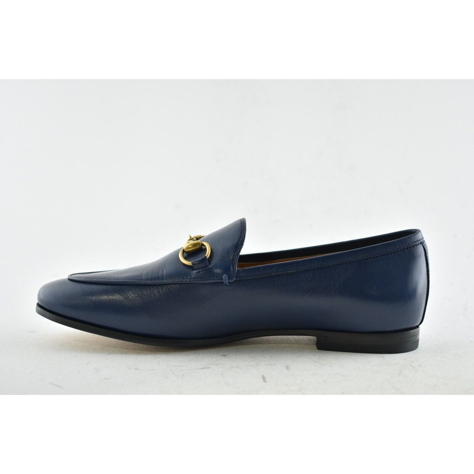 Gucci Gucci New Jordaan Blue Leather GG Logo Horsebit Loafer Size US 5 / IT 35 - 9 Thumbnail