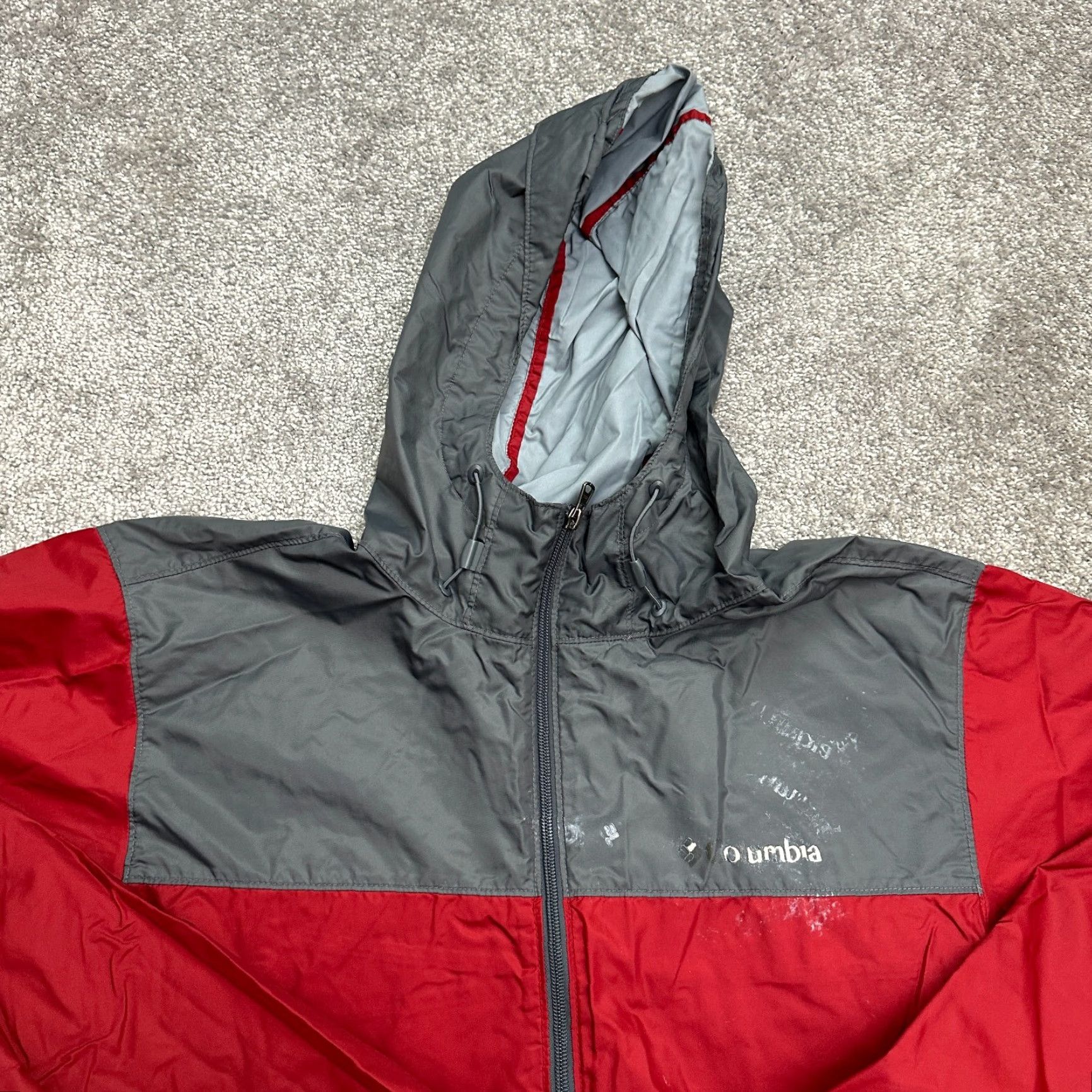 Vintage Columbia Water Light II Windbreaker Jacket Mens Large Red Gray Full Zip Hooded Jacket Regular Size US L / EU 52-54 / 3 - 3 Thumbnail