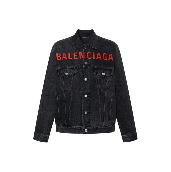 Balenciaga Balenciaga Chest Logo Black Denim Jacket Size US L / EU 52-54 / 3 - 1 Thumbnail
