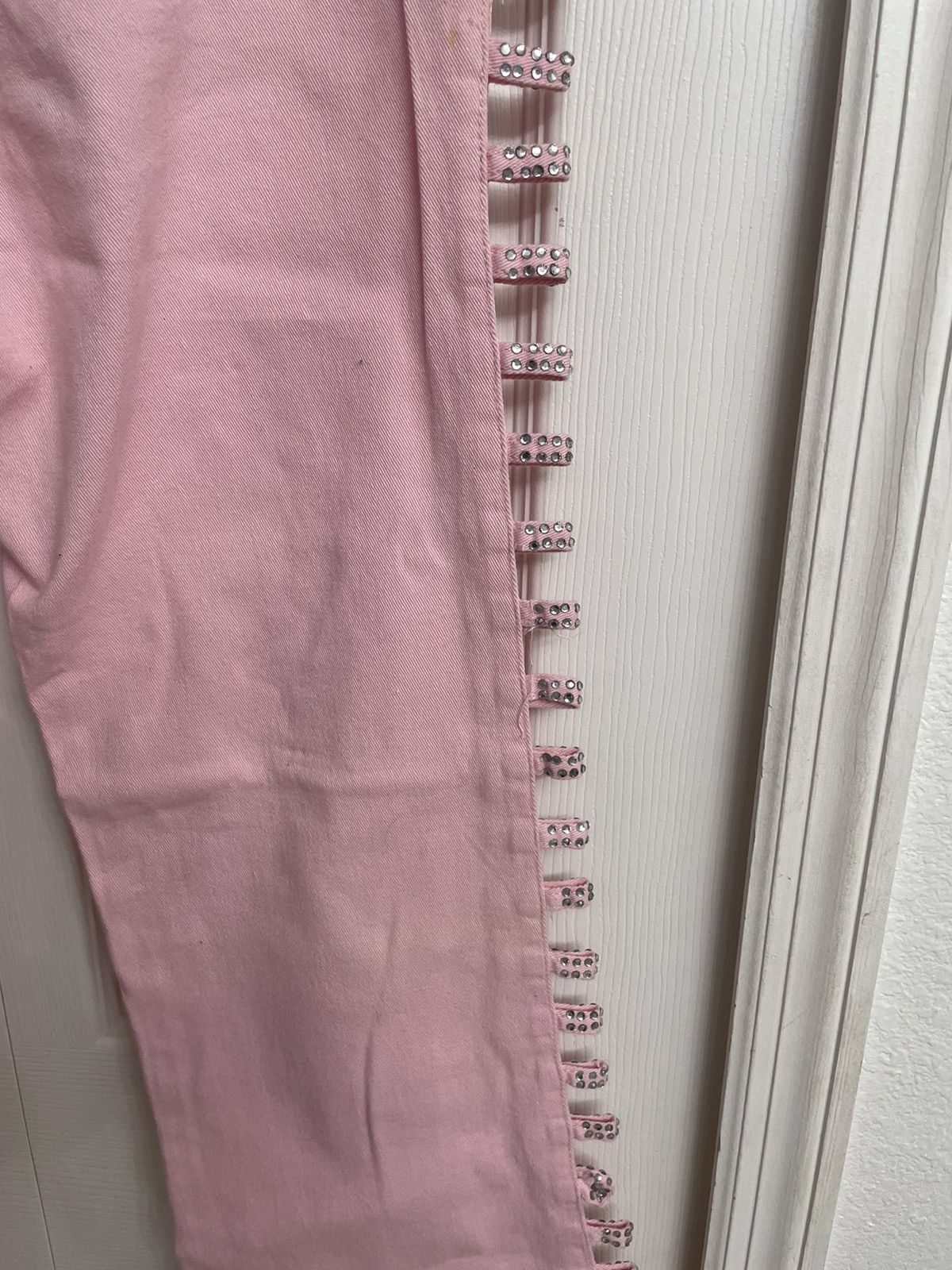 Vintage Platinum Plush Open Leg Rhinestone Jeans Pink New Size 15 Size 38" / US 16 / IT 52 - 9 Thumbnail