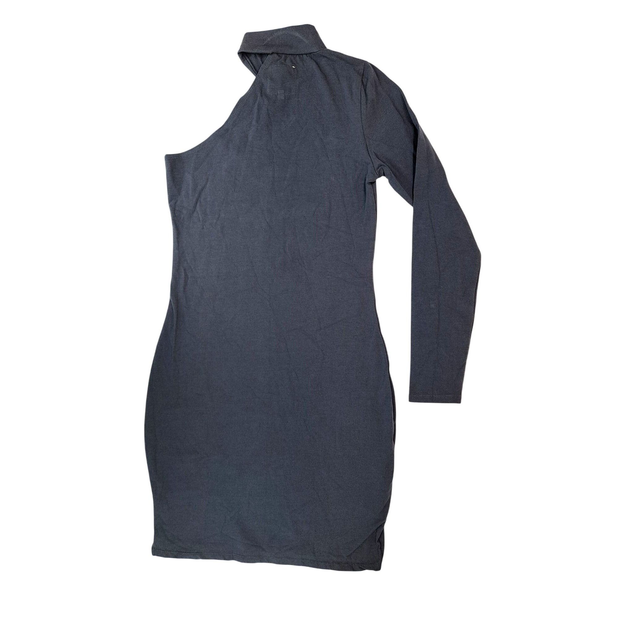Chaser Brand Chaser Long Sleeve 1 Shoulder Mock Neck Dress Slit Dark Gray Size S / US 4 / IT 40 - 2 Thumbnail