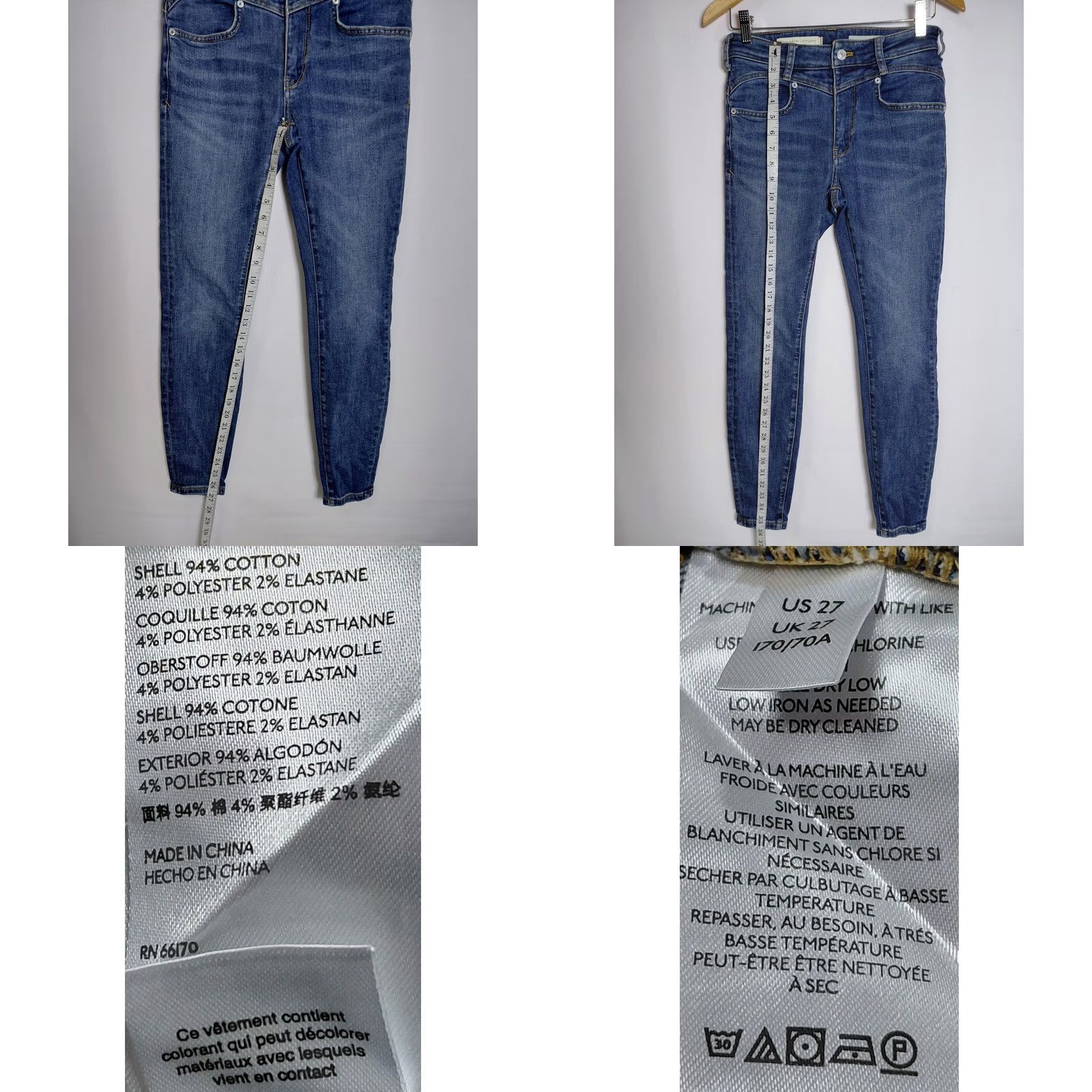 Anthropologie Anthropologie Pilcro Stet High-Rise Skinny Jeans 27 Blue Women Regular Slim Stretch Denim 100% Cotton Size 27" / US 4 / IT 40 - 8 Thumbnail